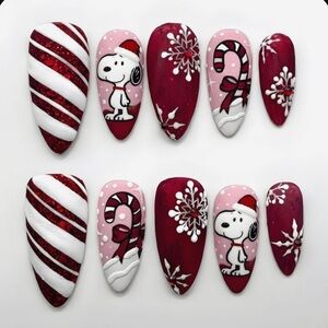 Festive Red and White Nail Art Set
